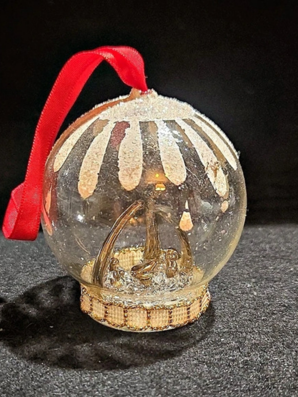 Vintage Clear & Gold Holiday Ornament